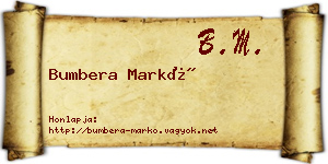 Bumbera Markó névjegykártya